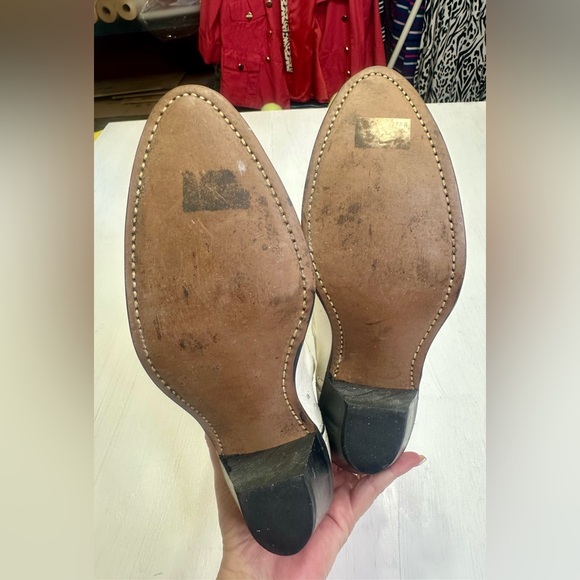 Vintage 90s Santa Fe Boot Co Cream Western Boots Womens 8.5 USA Leather - Picture 9 of 15
